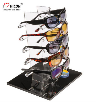 China Tischplatte Acryleyewear-Präsentationsständer für Marken-Geschäft 5 Paare Sonnenbrille-Förderungs- fournisseur