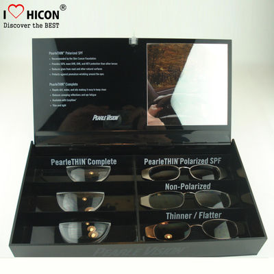 China Schwarzer Acrylsonnenbrille-Einkommen Countertop-Sichtglas-Speicher-Anzeigen-Schaukasten fournisseur