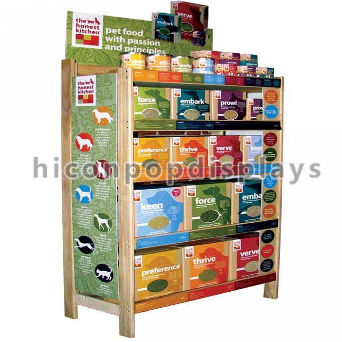 Kundenspezifische Holz POP-Ausstellungen von Handelsware steht für Haustier-Lebensmittelgeschäfte