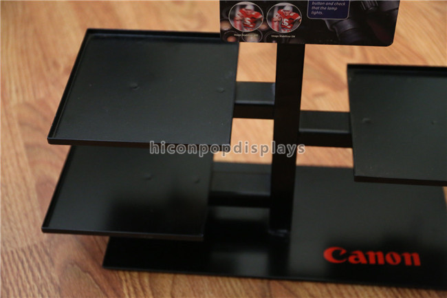 Schwarze Metallgegenspitzen-Präsentationsständer-kundenspezifische Marken-binokularer Kamera-Ausstellungsstand