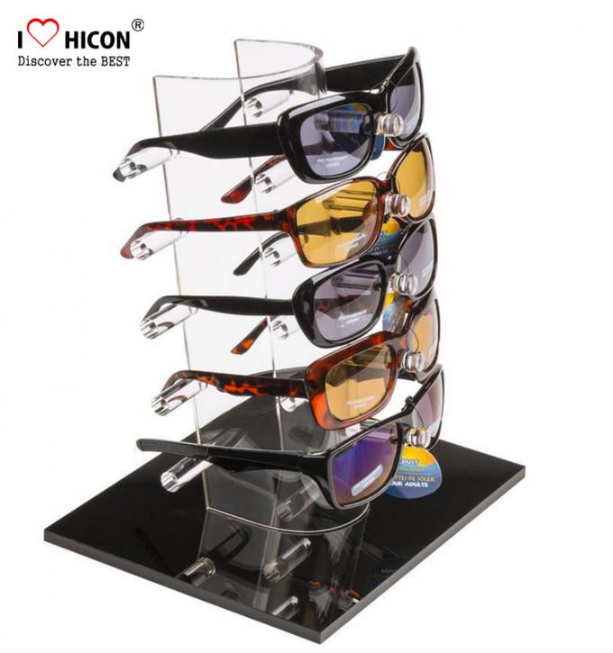 Tischplatte Acryleyewear-Präsentationsständer für Marken-Geschäft 5 Paare Sonnenbrille-Förderungs-