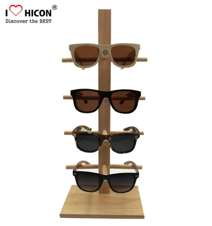 Kundenspezifischer hölzerner optischer Sonnenbrille-Präsentationsständer der Schaufenster-Gegenspitzen-6-Pair
