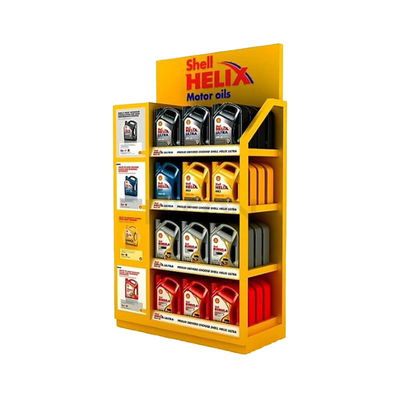China Custom Metal Store Shelving Can Oil Motor Oil Display Rack For Sale fournisseur