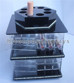 China Tischplatten-Lippenstift-Acryleinkommen-Kosmetik-Speicher, der Acrylausstellungsstand dreht fournisseur