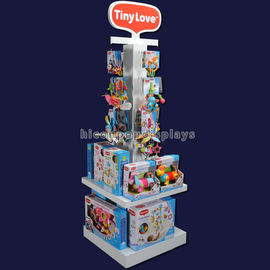 China 4 - Weisen-Spitzenhaken-hölzernes Spielzeug-Anzeigen-Regal-Weiß gemalte Einzelhandelsgeschäft-Produkt-Anzeige fournisseur