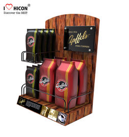 China Köder-Kunden widersprechen Präsentationsständer-Kaffee-Taschen-förderndem Kleinnahrungsmittelanzeige Countertop fournisseur