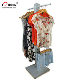 China Kleiderspeicher-Knall-Ausstellung- von Handelswareboden-Metallholz-Kleidungs-Gestell für Verkauf fournisseur