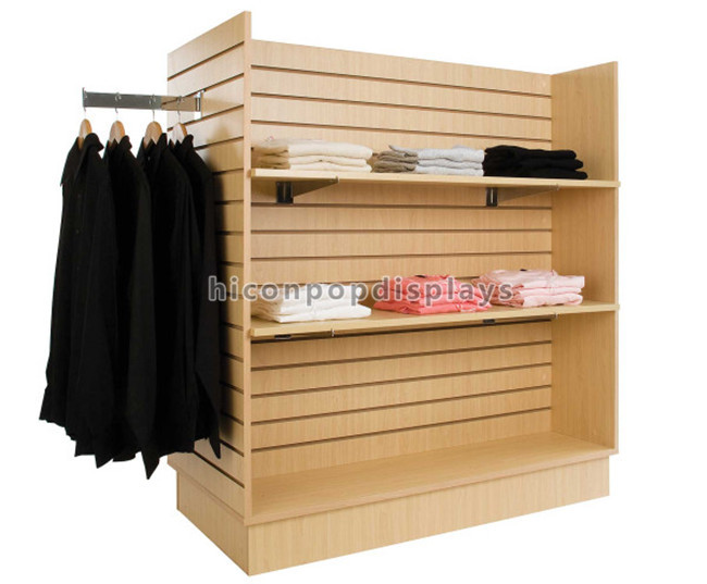 Bekleidungsgeschäft-Möbel 4 Weisen-Kleidhängende hölzerne freistehende Slatwall-Anzeigen