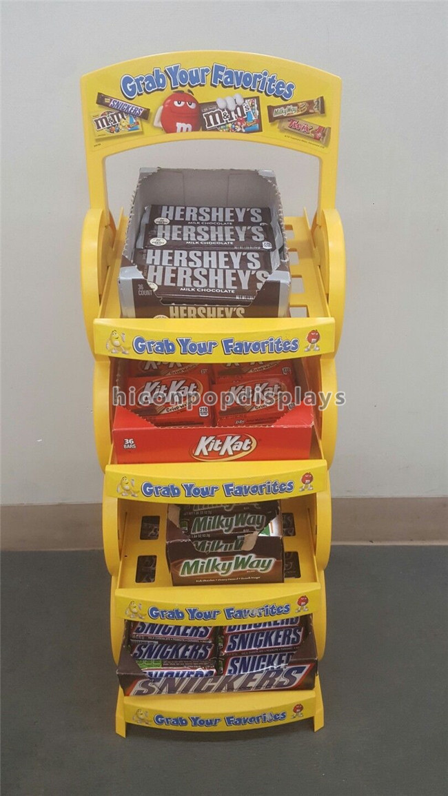 Supermarkt-Schokoladen-Verkauf-Bodenbelag-Ausstellungsstände 4 Schicht-Gelb-Farbe