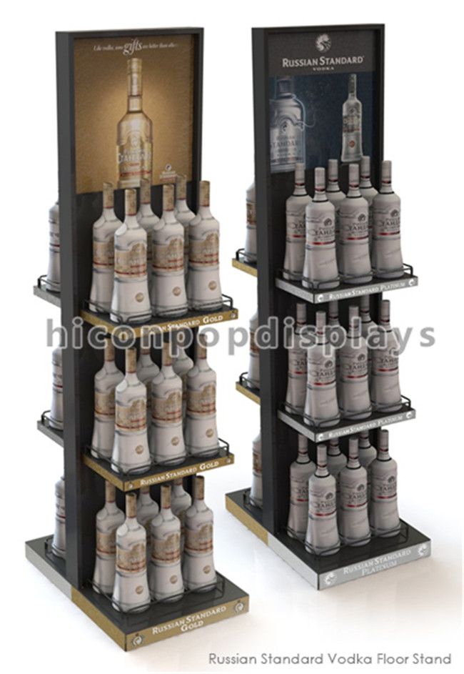 24 Flaschen-Wein-Anzeigen-Turm/Einzelhandelsgeschäft-Metalldraht-Whisky-Gestell 6 - Schicht