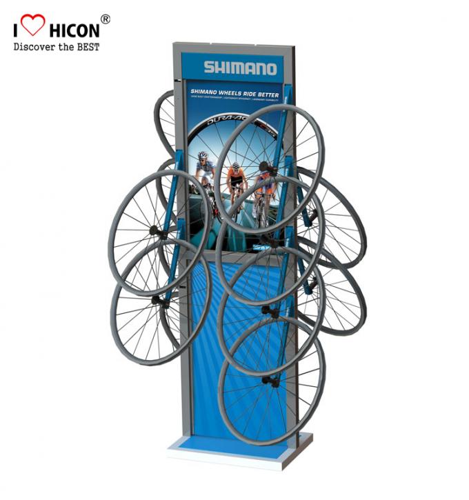 Reichern Sie Kunden an, Beteiligungs-Metallpräsentationsständer-Fahrrad-, daszusätze im Kleinen Boden-Stand anzeigen