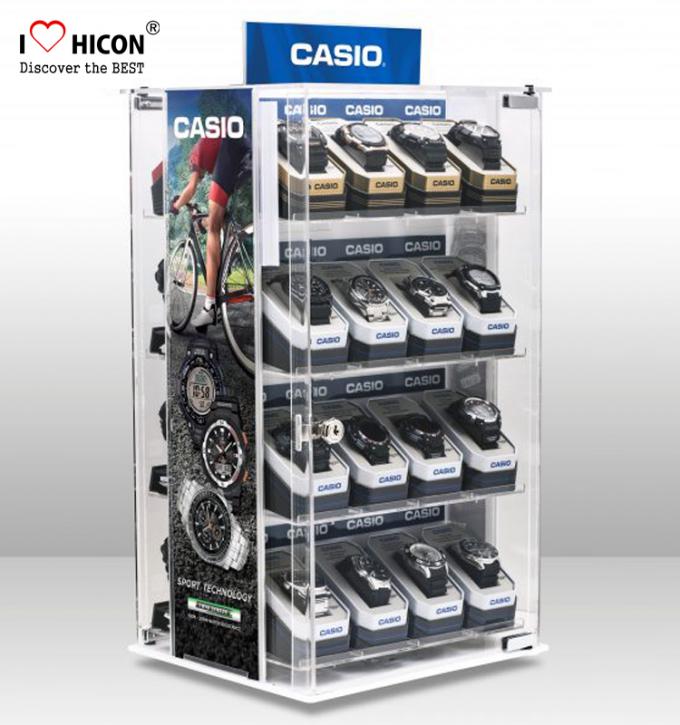 Intelligente acrylsaueruhren verkaufen die besonders angefertigte Anzeigen-Befestigungen Countertop-Uhr-Anzeige im Einzelhandel