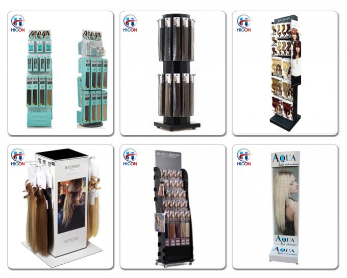 Friseursalon-Perücken-Anzeigen-Ideen-bewegliche Metallperücken-Ausstellungsstände