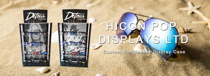 Schwarzes Sonnenbrille-Einkommen freistehendes Acryl- Spitzen-Sunglass-Verkaufsmöbel