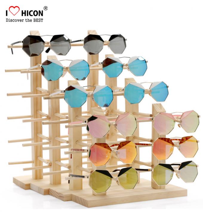 Erstaunliche Kunden-hölzerne Sonnenbrille-Ausstellungsstand-Gegenspitzen-Werbungs-Ausrüstung