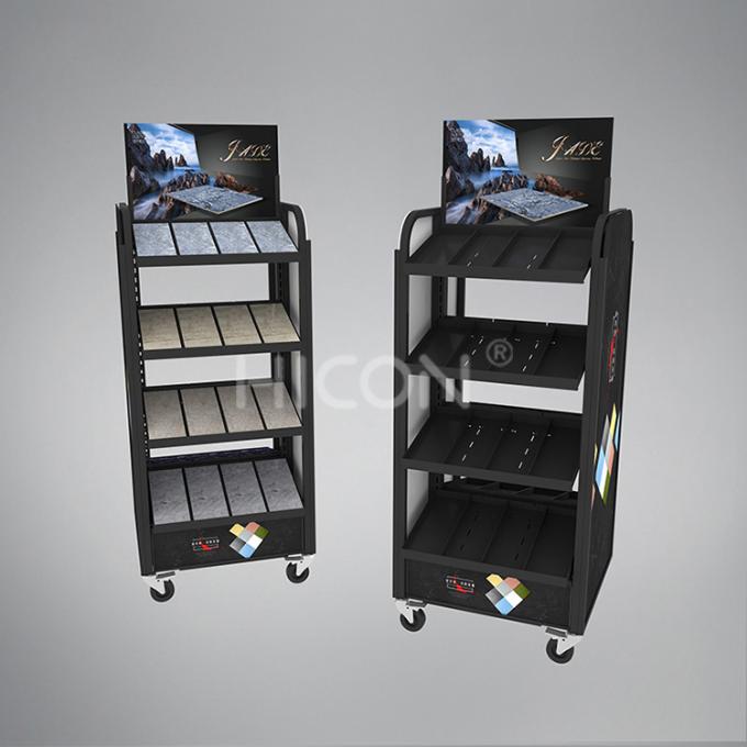 Kundenspezifische bewegliche doppelte mit Seiten versehene Fliesen-Präsentationsständer 4 Reihe Fliesen-Stand-Anzeigen-freie stehende